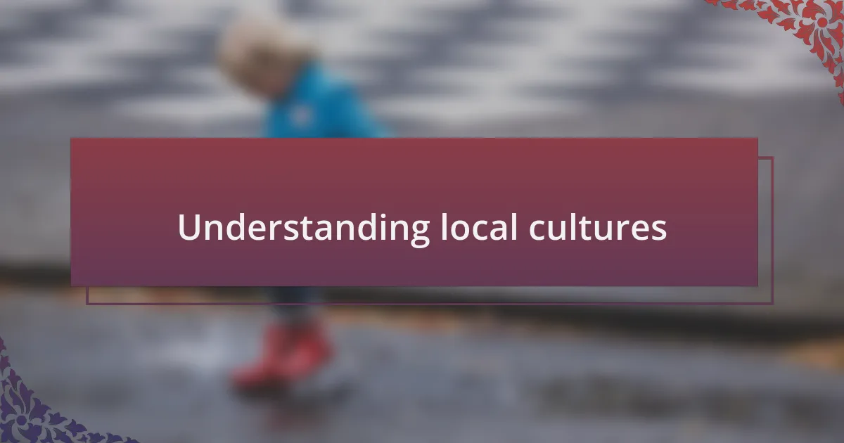 Understanding local cultures