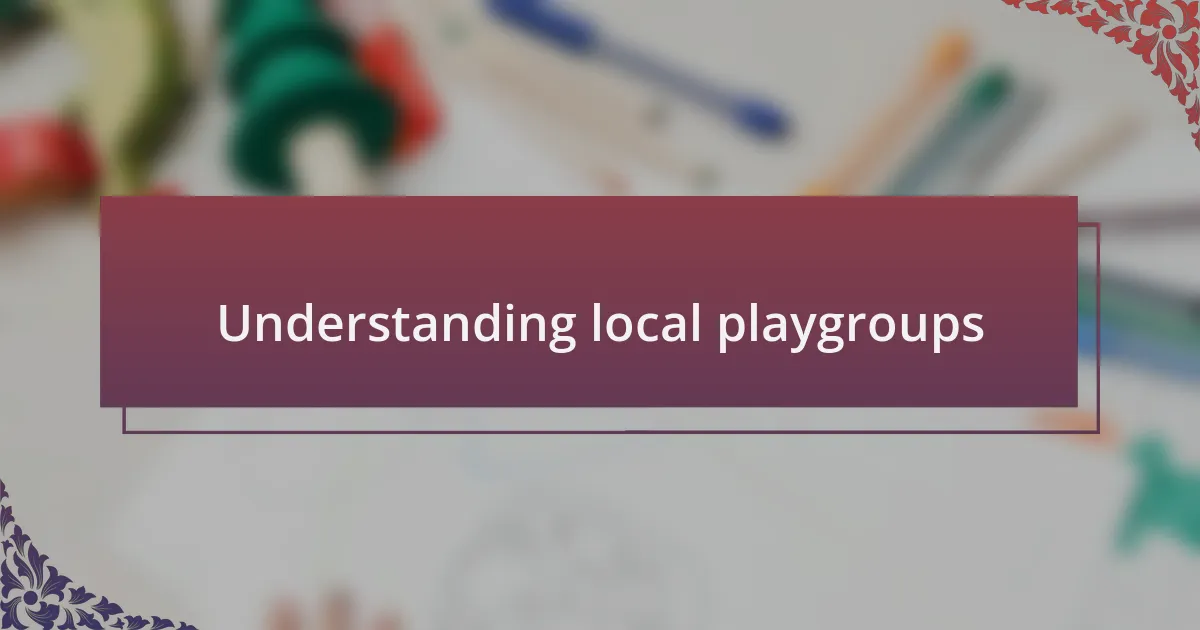 Understanding local playgroups